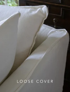 Coco 3 seater sofa cover with Self Piped Knife Edge cushion in Designers Guild Brera Lino Chalk - Hand Made in USA