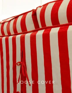 Coco 2.5 seater sofa cover with Self Piped Box Edge cushion in Stripes Petunia - Hand Made in USA