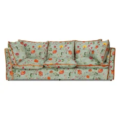 Coco 3.5 seater sofa with Contrast Welt Knife Edge cushion in Andrew Martin Wildwood Duck Egg - Hand Made in USA