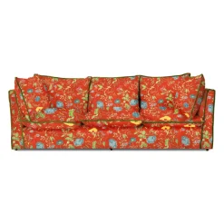Coco 3.5 seater sofa with Contrast Welt Knife Edge cushion in Andrew Martin Wildwood Pumpkin - Hand Made in USA