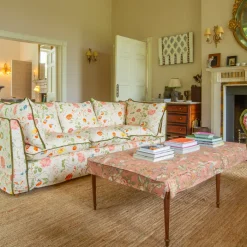 Coco 3.5 seater sofa with Contrast Welt Knife Edge cushion in Andrew Martin Wildwood Ivory - Hand Made in USA