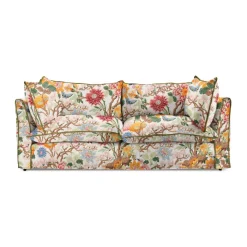 Coco 3 seater sofa with Contrast Welt Knife Edge cushion in GP u0026 J Baker Magnolia Cream Blue - Hand Made in USA
