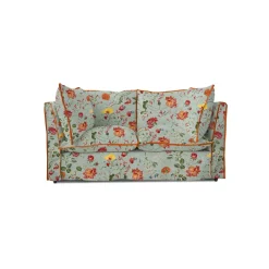 Coco 2 seater sofa with Contrast Welt Knife Edge cushion in Andrew Martin Wildwood Duck Egg - Hand Made in USA
