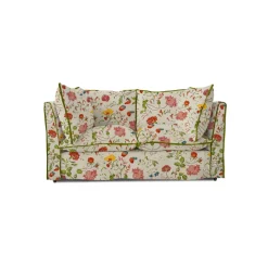 Coco 2 seater sofa with Contrast Welt Knife Edge cushion in Andrew Martin Wildwood Ivory - Hand Made in USA