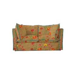 Coco 2 seater sofa with Contrast Welt Knife Edge cushion in Andrew Martin Wildwood Twig - Hand Made in USA