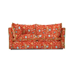 Coco 2.5 seater sofa with Contrast Welt Knife Edge cushion in Andrew Martin Wildwood Pumpkin - Hand Made in USA