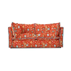 Coco 2.5 seater sofa with Contrast Welt Knife Edge cushion in Andrew Martin Wildwood Pumpkin - Hand Made in USA