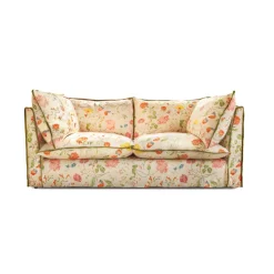 Coco 2.5 seater sofa with Contrast Welt Knife Edge cushion in Andrew Martin Wildwood Ivory - Hand Made in USA