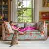 Coco 2.5 seater sofa with Contrast Welt Knife Edge cushion in Andrew Martin Wildwood Duck Egg - Hand Made in USA