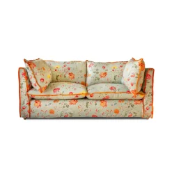 Coco 2.5 seater sofa with Contrast Welt Knife Edge cushion in Andrew Martin Wildwood Duck Egg - Hand Made in USA
