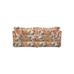 Coco 2.5 seater sofa with Knife Edge cushion in English Garden Coral Orange - Hand Made in USA