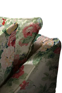 Coco 2.5 seater sofa with Knife Edge cushion in English Garden Classic Rose - Hand Made in USA