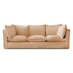 Coco 3.5 seater sofa with Self Piped Knife Edge cushion in Cotton Linen Rosedale - Hand Made in USA