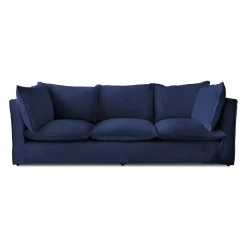 Coco 3.5 seater sofa with Self Piped Knife Edge cushion in Cotton Linen Inkspot - Hand Made in USA