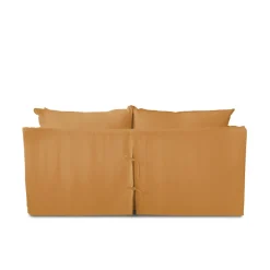 Coco 2.5 seater sofa with Self Piped Knife Edge cushion in Cotton Linen Sunflower - Hand Made in USA