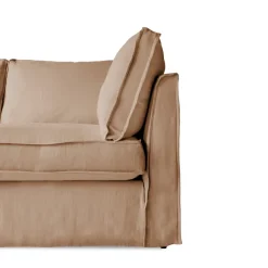Coco 2.5 seater sofa with Self Piped Box Edge cushion in Cotton Linen Rosedale - Hand Made in USA