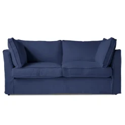 Coco 2.5 seater sofa with Self Piped Box Edge cushion in Cotton Linen Inkspot - Hand Made in USA