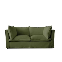 Coco 2.5 seater sofa with Self Piped Knife Edge cushion in Cotton Linen Evergreen - Hand Made in USA