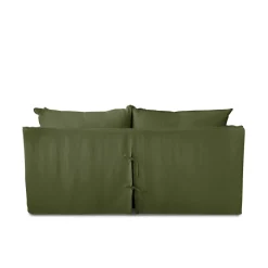 Coco 2.5 seater sofa with Self Piped Knife Edge cushion in Cotton Linen Evergreen - Hand Made in USA