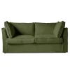 Coco 2.5 seater sofa with Self Piped Box Edge cushion in Cotton Linen Evergreen - Hand Made in USA