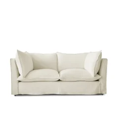 Coco 2.5 seater sofa with Self Piped Knife Edge cushion in Cotton Linen Cool Coconut - Hand Made in USA