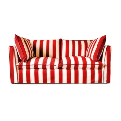 Coco 2.5 seater sofa with Self Piped Knife Edge cushion in Stripes Petunia - Hand Made in USA