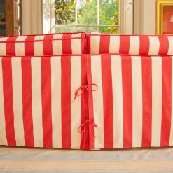 Coco 2.5 seater sofa with Self Piped Knife Edge cushion in Stripes Petunia - Hand Made in USA