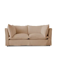 Coco 2.5 seater sofa with Self Piped Knife Edge cushion in Cotton Linen Rosedale - Hand Made in USA
