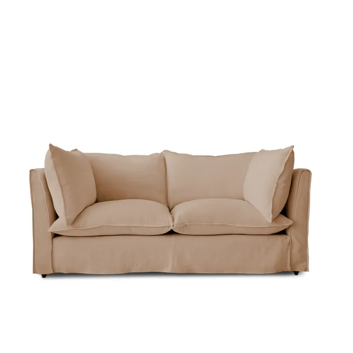 Coco 2.5 seater sofa with Self Piped Knife Edge cushion in Cotton Linen Rosedale - Hand Made in USA