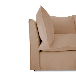 Coco 2.5 seater sofa with Self Piped Knife Edge cushion in Cotton Linen Rosedale - Hand Made in USA