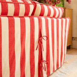 Coco 2.5 seater sofa with Self Piped Box Edge cushion in Stripes Petunia - Hand Made in USA