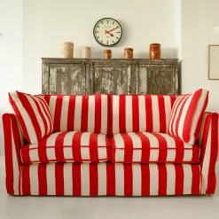 Coco 2.5 seater sofa with Self Piped Box Edge cushion in Stripes Petunia - Hand Made in USA
