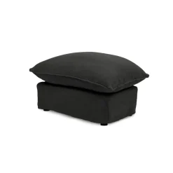 Coco Footstool with Knife Edge cushion in Charcoal Linen - Hand Made in USA
