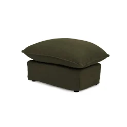 Coco Footstool with Knife Edge cushion in Khaki Linen - Hand Made in USA