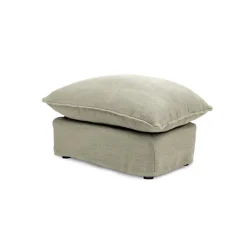Coco Footstool with Knife Edge cushion in Ivory Linen - Hand Made in USA
