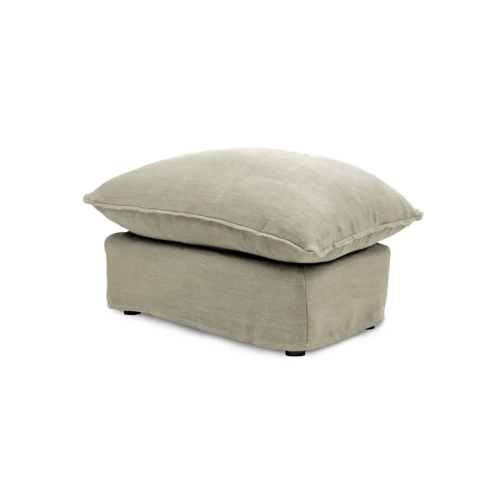 Coco Footstool with Knife Edge cushion in Ivory Linen - Hand Made in USA