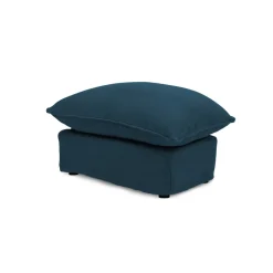 Coco Footstool with Knife Edge cushion in Indigo Linen - Hand Made in USA