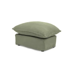 Coco Footstool with Knife Edge cushion in Hemp Linen - Hand Made in USA
