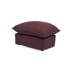 Coco Footstool with Knife Edge cushion in Damson Linen - Hand Made in USA