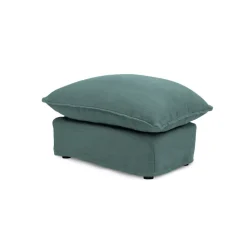 Coco Footstool with Knife Edge cushion in Cerulean Linen - Hand Made in USA