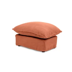Coco Footstool with Knife Edge cushion in Cayenne Linen - Hand Made in USA