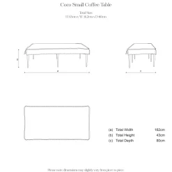 Coco Small Coffee Table Self Piped in Andrew Martin Peony Cloud - Hand Made in USA