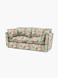 Cocobella 2.5 Seater Sofa in English Garden Grey Skies with Green Tea Velvet Trim - Hand Made in USA