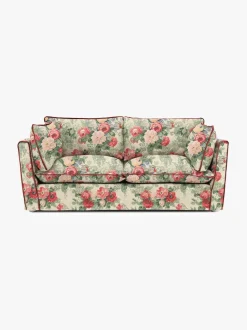 Cocobella 2.5 Seater Sofa in English Garden Classic Rose with Rosewood Velvet Trim - Hand Made in USA