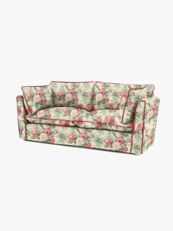 Cocobella 2.5 Seater Sofa in English Garden Classic Rose with Rosewood Velvet Trim - Hand Made in USA