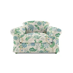 Salthrop Small Sofa with Big Back Cushions in Kitty Blue Green - Hand Made in USA