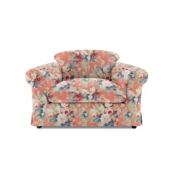 Salthrop Small Sofa with Big Back Cushions in English Garden Coral Orange - Hand Made in USA