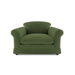 Salthrop Small Sofa with Big Back Cushions in Cotton Linen Evergreen - Hand Made in USA