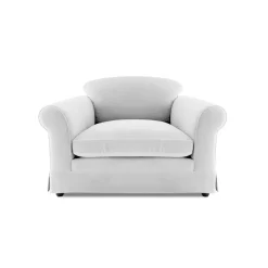 Salthrop Small Sofa with Big Back Cushions in Cotton Linen Snow Drop - Hand Made in USA