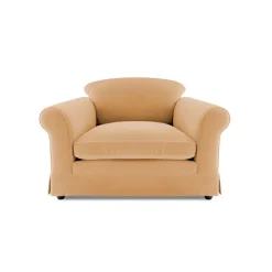 Salthrop Small Sofa with Big Back Cushions in Cotton Linen Sunflower - Hand Made in USA